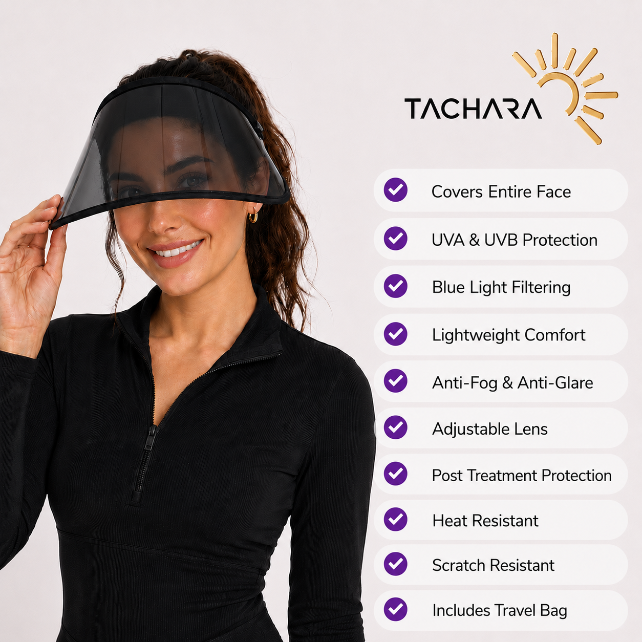 Tachara™ Sun Shield Black | UPF 50+ Protection